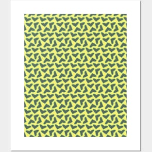 Yellow and Teal Hearts Repeated Pattern 075#001 Posters and Art